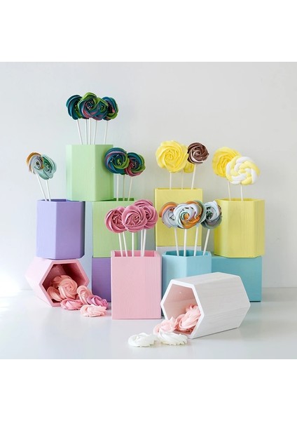 Mavi Stil Sweetgo Hasır Tutucu Kek Masa Dekorasyon Makyaj Fırçası Depolama Çiçekler Vazo Arka Plan Manzara Sahne Karamel Lolipop Ahşap Pot (Yurt Dışından) fiyatları