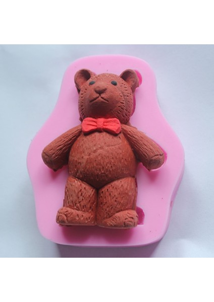Pretty Stand Teddy Bear Silikon Fondan Silikon Şeker Craft Kalıpları Karikatür Kek Dekorasyonu (Yurt Dışından)