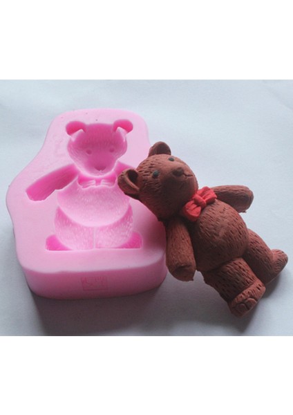 Pretty Stand Teddy Bear Silikon Fondan Silikon Şeker Craft Kalıpları Karikatür Kek Dekorasyonu (Yurt Dışından) fiyatları