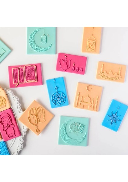 Desen F Damga Stili Eid Mubarak Çerez Kesiciler Pullar Ramazan Islam Müslüman Bisküvi Kalıpları Fener Kilise Kurabiye Araçları Pişirme Için Fondan Malzemeleri (Yurt Dışından) fırsatları