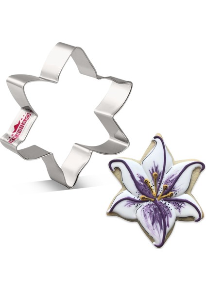 Anneler Günü Partisi Için Kenıao Zambak Çiçek Kurabiye Kesici x 8,4 cm - Bahar Bisküvi Fondan Ekmek Kalıbı - Paslanmaz Çelik (Yurt Dışından)