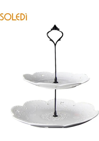 Iki Katmanlı Siyah Stil 2 Katmanlı Donanım 3 Katmanlı Taç Metal Kek Tabağı Standı Uydurma Parti Altın (Yurt Dışından)