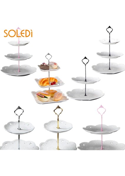 Iki Katmanlı Siyah Stil 2 Katmanlı Donanım 3 Katmanlı Taç Metal Kek Tabağı Standı Uydurma Parti Altın (Yurt Dışından) fiyatları