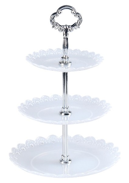 Şeffaf Stil Plastik 3 Katmanlı Kek Plaka ile Ikindi Çayı Düğün Tabağı Parti Sofra Bakeware Tepsi Vitrin Kek Dekorasyon Aracı (Yurt Dışından)