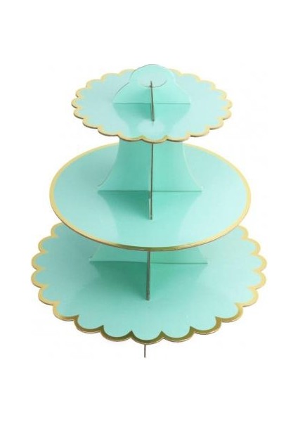 Yeşil Stil Keklik Standı Tek Kullanımlık 3 Katlı Yaldız Çiçek Kenarlı Kağıt Kek Standı Tabağı Birleştirin Tatlı Standı Tabağı Формы Для Выпечки (Yurt Dışından)