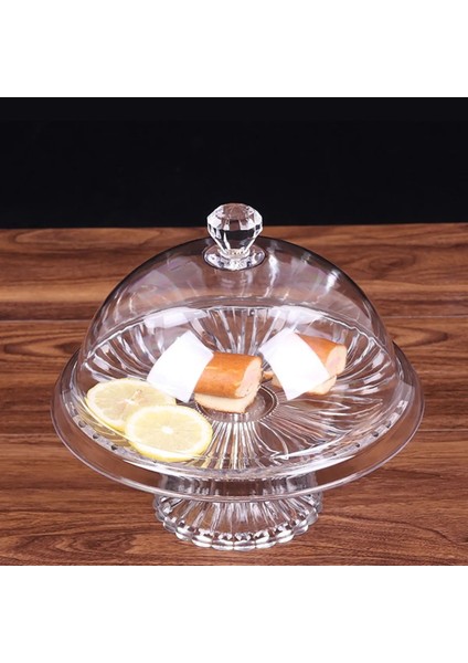 21.5cm Tarzı Yuvarlak Iskandinav Tarzı Retro Akrilik Tatlı Kek Tabağı Toz Geçirmez Cam Gıda Meyve Kapağı Ekran Standı Tepsi Ev Mutfak Parti Dekorasyonu (Yurt Dışından)