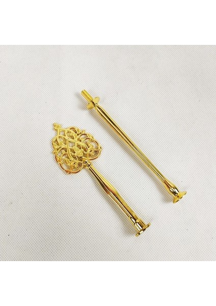 Altın Rengi Stili 2 Katlı Kek Standı Kolu Yeni Çiçek Şeklindeki Metal Altın Gümüş Ev Partisi Kek Standı (Yurt Dışından)