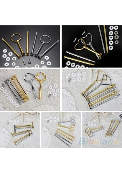 Gümüş Kalp Stili 1 Takım Çok Stil Pratik 2 Veya 3 Katmanlı Plaka Kolu Uydurma Donanım Çubuk Aracı Kek Tabağı Standı Bakeware Kek Tepsisi Standı (Yurt Dışından) fırsatları