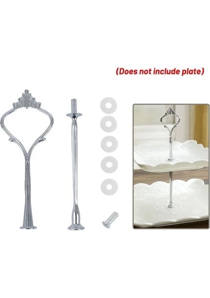 Gümüş 2 Tarzı Katmanlı Taç Tasarımı Kek Standı (Plaka Dahil Değil) Çinko Alaşımlı Kek Parçaları Düğün Pastası Tabağı Standı Meyve Yerleştirilmiş Alet (Yurt Dışından)