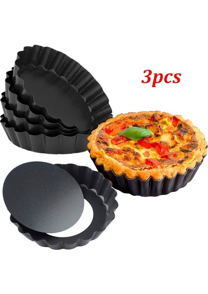 3 Adet 10CM Tarzı 10CM Me Muffin Cupcake Tavaları Yapışmaz Tart Kiş Flan Pan Kalıpları Pasta Pizza Kek Kalıbı Çıkarılabilir Gevşek Alt Yuvarlak Bakeware (Yurt Dışından)