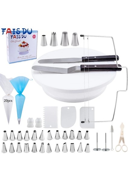 Set3 Stili Pasta Döner Tabla Seti Kek Dekorasyon Malzemeleri Pişirme Araçları Aksesuarları Fondan Için Döner Stand Krem Nozulları (Yurt Dışından)