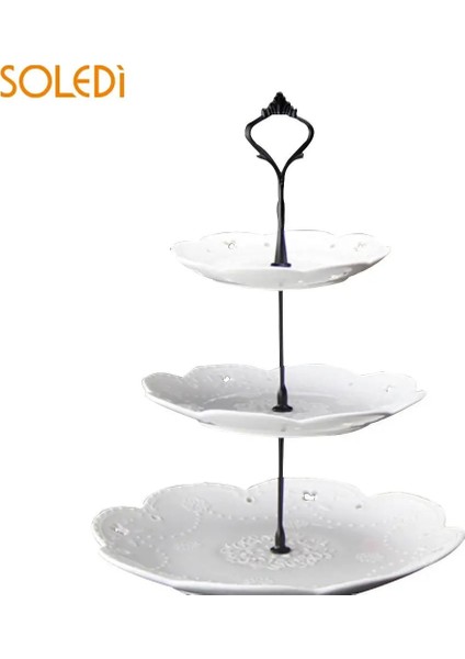 Üç Katman Siyah Stil 2 Katmanlı Donanım 3 Katmanlı Taç Metal Kek Tabağı Standı Uydurma Parti Altın (Yurt Dışından)