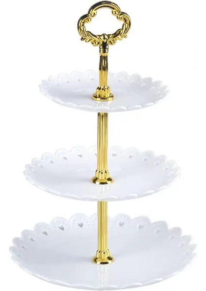 Beyaz Stil 3 Katmanlı Plastik Kek Standı Ikindi Çayı Kek Standı Düğün Pastası Tabakları Parti Sofra Kek Dükkanı Üç Katmanlı Kek Rafı (Yurt Dışından)