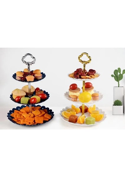 Beyaz Stil 3 Katmanlı Plastik Kek Standı Ikindi Çayı Kek Standı Düğün Pastası Tabakları Parti Sofra Kek Dükkanı Üç Katmanlı Kek Rafı (Yurt Dışından) fırsatları