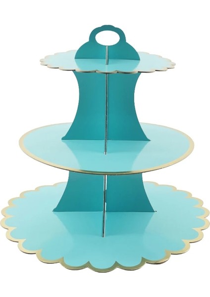 Mavi Stil 3 Katmanlı Tatlı Ekran Standı Kek Araçları Kağıt Bronzlaştırıcı Kek Standı Kendi Başına Yap Kağıdı El Sanatları Doğum Günü Partisi Düğün Pastası Dekorasyon (Yurt Dışından)