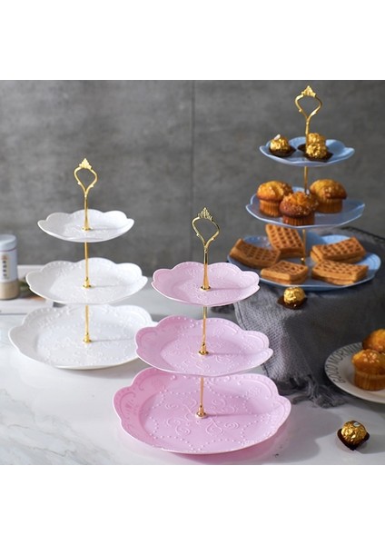 No.5 Tarzı Sökülebilir Kek Standı Avrupa Tarzı 3 Katlı Pasta Cupcake Meyve Tabağı Servis (Yurt Dışından)