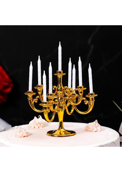 F Stili Yeni Mumlar ve Şamdan Braketi 1 Takım Kek Topper Doğum Günü Partisi Kek Mumluklar Toppers Dekorasyon Şamdan Üst (Yurt Dışından)