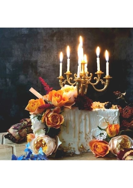 F Stili Yeni Mumlar ve Şamdan Braketi 1 Takım Kek Topper Doğum Günü Partisi Kek Mumluklar Toppers Dekorasyon Şamdan Üst (Yurt Dışından) indirimleri