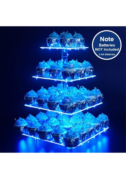 Soğuk Beyaz Işık Stili 4 Katmanlı Kek Plaka Standı LED Işık Dize Kek Tutucu Akrilik Kek Ekran Standı Tutucu Düğün Parti Dekorasyon Kek Araçları (Yurt Dışından) indirimleri
