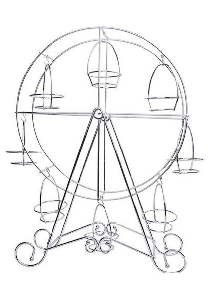 Gümüş Tarzı Metal Pasta Kek Tutucu 8 Bardak Beyaz Dönme Dolap Tatlı Kek Ekran Standı Raf Dönebilen Parti Malzemeleri Pişirme Dıy Araçları (Yurt Dışından)
