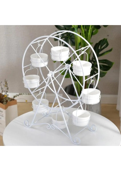 Gümüş Tarzı Metal Pasta Kek Tutucu 8 Bardak Beyaz Dönme Dolap Tatlı Kek Ekran Standı Raf Dönebilen Parti Malzemeleri Pişirme Dıy Araçları (Yurt Dışından) fırsatları