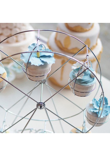 Gümüş Tarzı Metal Pasta Kek Tutucu 8 Bardak Beyaz Dönme Dolap Tatlı Kek Ekran Standı Raf Dönebilen Parti Malzemeleri Pişirme Dıy Araçları (Yurt Dışından) indirimleri