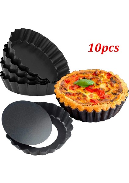 10 Adet 10CM Tarzı 10CM Me Muffin Cupcake Tavaları Yapışmaz Tart Kiş Flan Pan Kalıpları Pasta Pizza Kek Kalıbı Çıkarılabilir Gevşek Alt Yuvarlak Bakeware (Yurt Dışından)