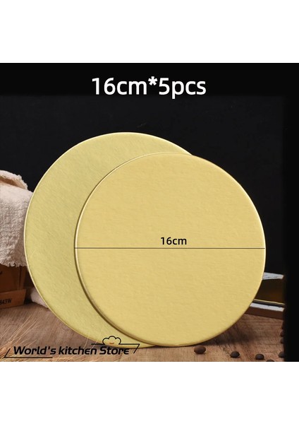 GOLDEN16CM 5 Adet Tarzı 5 Adet Yuvarlak Kek Panoları Set Kek Tabanı Tek Kullanımlık Kağıt Cupcake Tatlı Tepsisi Es Kek Altın Kart Contası (Yurt Dışından)