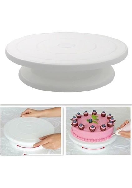Pembe Tarzı 10 Inç Kek Döner Döner Kaymaz Yuvarlak Kek Standı Kek Dekorasyon Araçları Kek Döner Tabla Mutfak Dıy Pan Pişirme Araçları (Yurt Dışından)