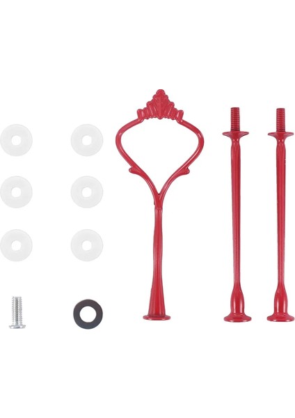 Kırmızı Stil Taşınabilir Üç Katmanlı Kek Standı Şeker Meyve Vitrin Kolu Uydurma Donanım Çubuk Plaka Standı 5 Renk (Yurt Dışından)