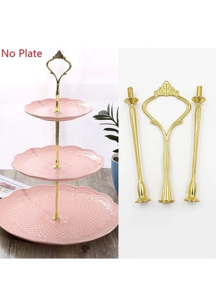 Altın 3 Katmanlı Stil Kek Standı Tatlı Tutucu Meyve Doğum Günü Partisi Düğün Patera Katmanları Parçaları (Yurt Dışından)