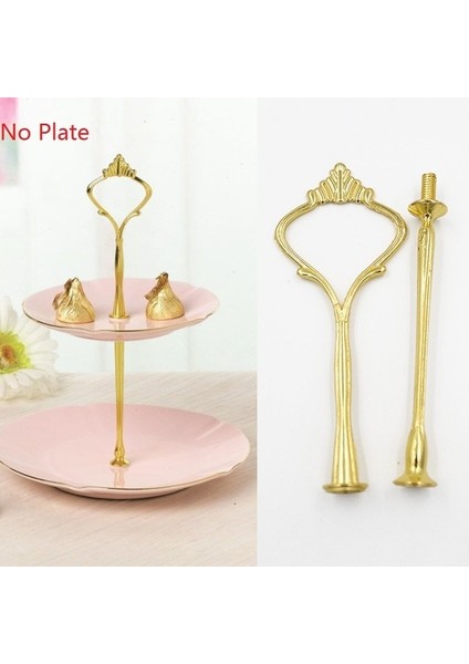 Altın 2 Katmanlı Stil Katmanlı Kek Tabağı Standı Kek Teşhir Standı Pasta Cupcake Meyve Tabağı Hizmet Tatlı Tutucu Düğün Parti Ev Dekorasyonu (Yurt Dışından)