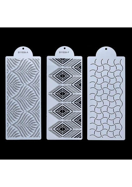 Set 4 Stili Plastik Şeker Elek Kalıbı Fondan Baskı Kalıbı Içi Boş Düğün Pastası Kenar Dekorasyon Şablonu Pişirme Araçları Kek Standı Kalıpları (Yurt Dışından)
