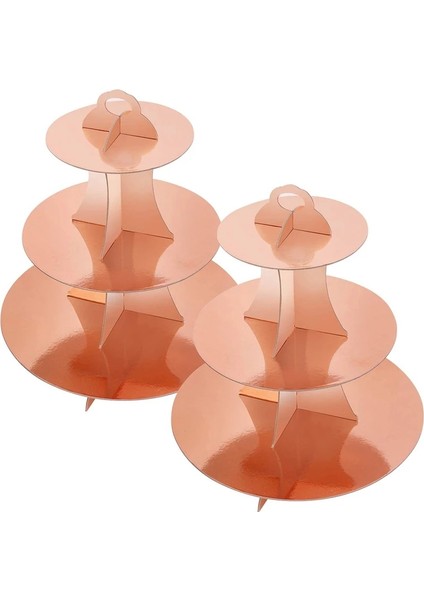 Gül Altın Tarzı 2 Takım Rose Gold 3 Katmanlı Yuvarlak Karton Cupcake Standı F Cupcakes Kadınlar Kızlar Için Mükemmel Doğum Günü Gelin Duşu (Yurt Dışından)