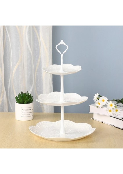 Yuvarlak Stil Cupcake Standı Üç Katlı Kare Yuvarlak Şekil Opsiyonel Acıbadem Kurabiyesi Kule Standı Pratik ve Popüler Pasta Teşhiri (Yurt Dışından)