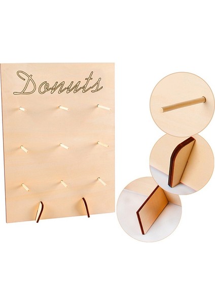 1 Adet Tarzı Ahşap Dıy Donut Duvar Tatlı Bar Düğünler Için Düğün Dekorasyon Donuts Duvar Tatlı Rustik Donut Panoları Tutar Standı (Yurt Dışından)
