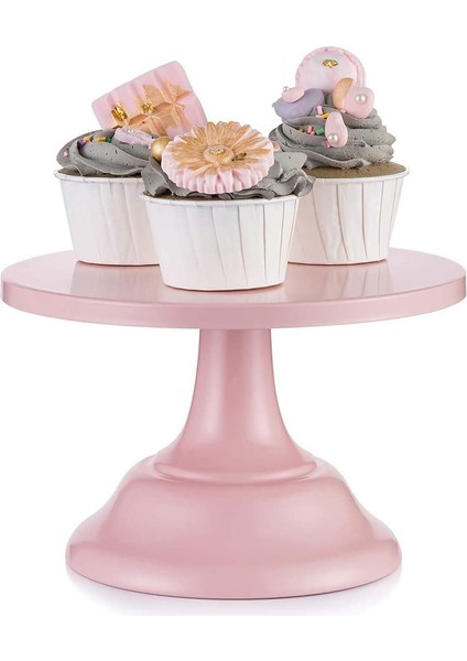 Pembe Tarzı 20 cm Kek Ekran Standı Düğün Tatlı Cupcake Demir Tepsi Yuvarlak Ikindi Çayı Kek Doğum Günü Partisi Yıldönümü Için Standları (Yurt Dışından)