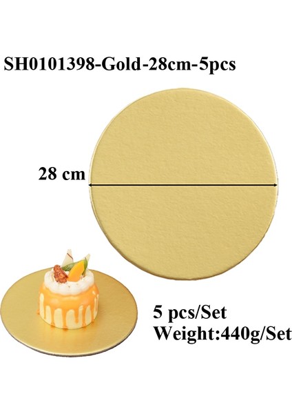 ALTIN-28CM-5 Adet Tarzı Shenhong Tek Kullanımlık Kek Daire Taban Panoları cm Altın Yuvarlak Kaplamalı Cakeboard Kek Tabağı Süslemeleri Hamur Işleri Tepsi Tepsisi (Yurt Dışından)