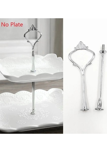Gümüş 2 Katmanlı Stil Tatlı Dekorasyon Rafı Yuvarlak Tepsi Kek Standı Tatlı Tutucu Meyve Doğum Günü Partisi Düğün Patera Katmanları Parçaları (Yurt Dışından) fiyatları