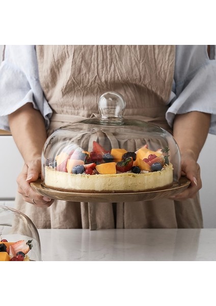 B Tarzı Iskandinav Tarzı Retro Ahşap Kek Tabağı Cam Kapak Tatlı Masa Ekran Standı Tepsisi Ev Mutfak Dekorasyonu Şenlikli Parti (Yurt Dışından) fiyatları