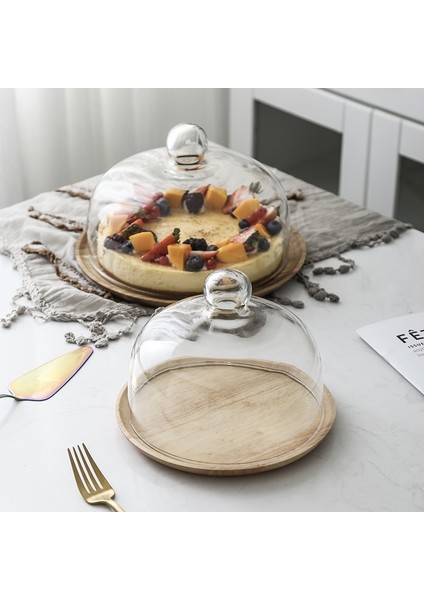 B Tarzı Iskandinav Tarzı Retro Ahşap Kek Tabağı Cam Kapak Tatlı Masa Ekran Standı Tepsisi Ev Mutfak Dekorasyonu Şenlikli Parti (Yurt Dışından) modelleri