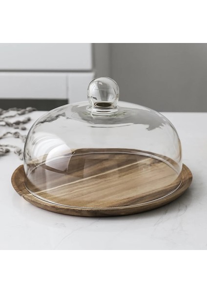 B Tarzı Iskandinav Tarzı Retro Ahşap Kek Tabağı Cam Kapak Tatlı Masa Ekran Standı Tepsisi Ev Mutfak Dekorasyonu Şenlikli Parti (Yurt Dışından) fırsatları