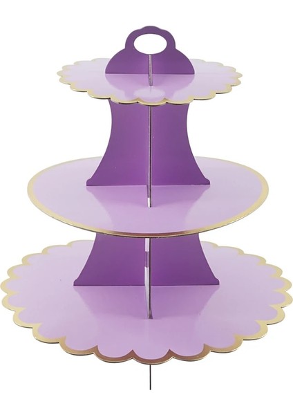 Mor Tarzı 3 Katmanlı Kağıt Bronzlaştırıcı Kek Standı Doğum Günü Partisi Düğün Pastası Dekorasyon Kendi Başına Yap Kağıdı Zanaat Tatlı Ekran Standı Kek Araçları (Yurt Dışından)