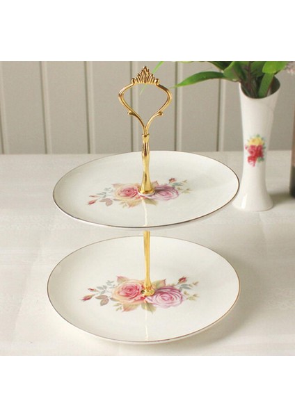 2 Kravat Altın Tarzı Katmanlar Taç Kek Tabağı Standı Tatlılar Pasta Rafı Kolu Uydurma Parti Düğün Gümüş Altın 6 Renk (Yurt Dışından)