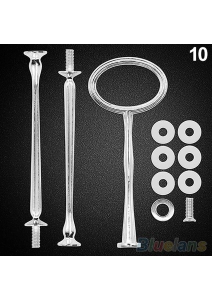 Gümüş Oval Tarzı 1 Takım Kek Plaka Standları Multistyle Katmanlı Plaka Kolu Montaj Donanım Çubuk Aracı Kek Plaka Standı Düğün Doğum Günü Pastası Standı (Yurt Dışından)