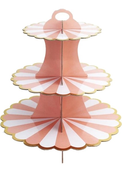 Pembe Tarzı 3 Katmanlı Katlanabilir Karton Cupcake Standı Kek Gıda Teşhir Kule Tutucu Tepsisi (Yurt Dışından)