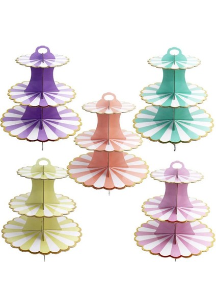 Pembe Tarzı 3 Katmanlı Katlanabilir Karton Cupcake Standı Kek Gıda Teşhir Kule Tutucu Tepsisi (Yurt Dışından)