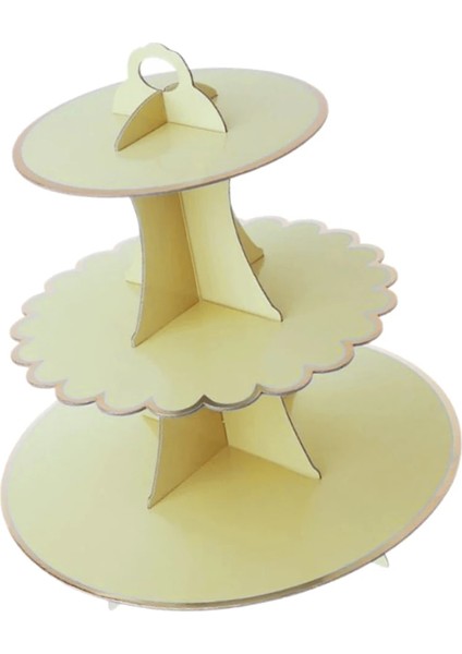 Sarı Stil 3 Katmanlı Karton Ikindi Çayı Cupcake Kek Standı Doğum Günü Partisi 4 Renk Tatlı Teşhir Standı Pasta Servis Tabağı (Yurt Dışından)
