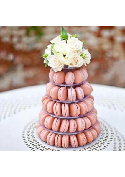 6 Katlı Kule Macaron Macaron Ekran Standı Yuvarlak Kek Standı Pvc Tepsi Doğum Günü Düğün Vitrin Pasta Dekorasyon Araçları (Yurt Dışından)
