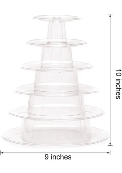 6 Katlı Kule Macaron Macaron Ekran Standı Yuvarlak Kek Standı Pvc Tepsi Doğum Günü Düğün Vitrin Pasta Dekorasyon Araçları (Yurt Dışından)